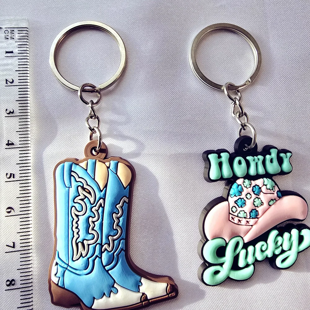 Cowboy Boot & Howdy Lucky Keychain‎ Set — Blue and Pink
